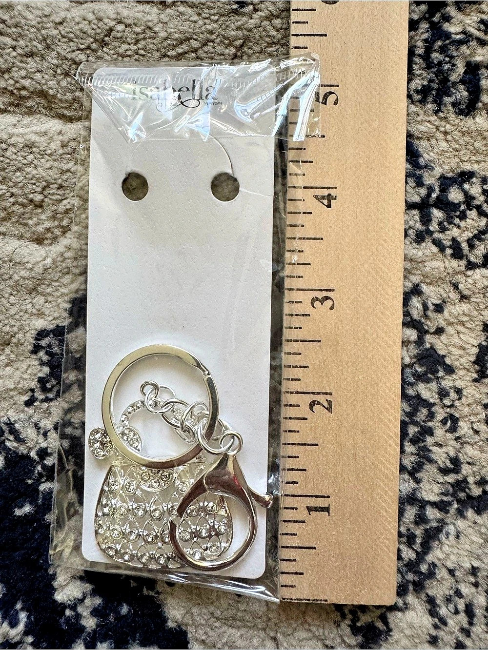 Isabella New York Rhinestone Handbag Purse Charm Keychain Charm Keychain Gold &